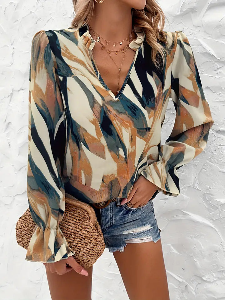 Damen Bluse mit modischem Farbmuster Drune