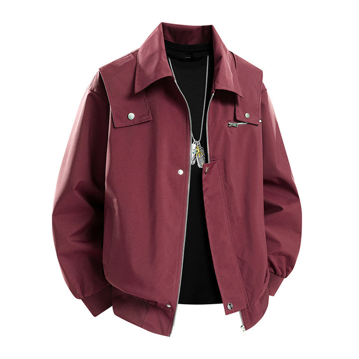 Herren Oversize-Utility-Coachjacke mit Reißverschluss, Druckknopfleiste und elastischen Bündchen Drune