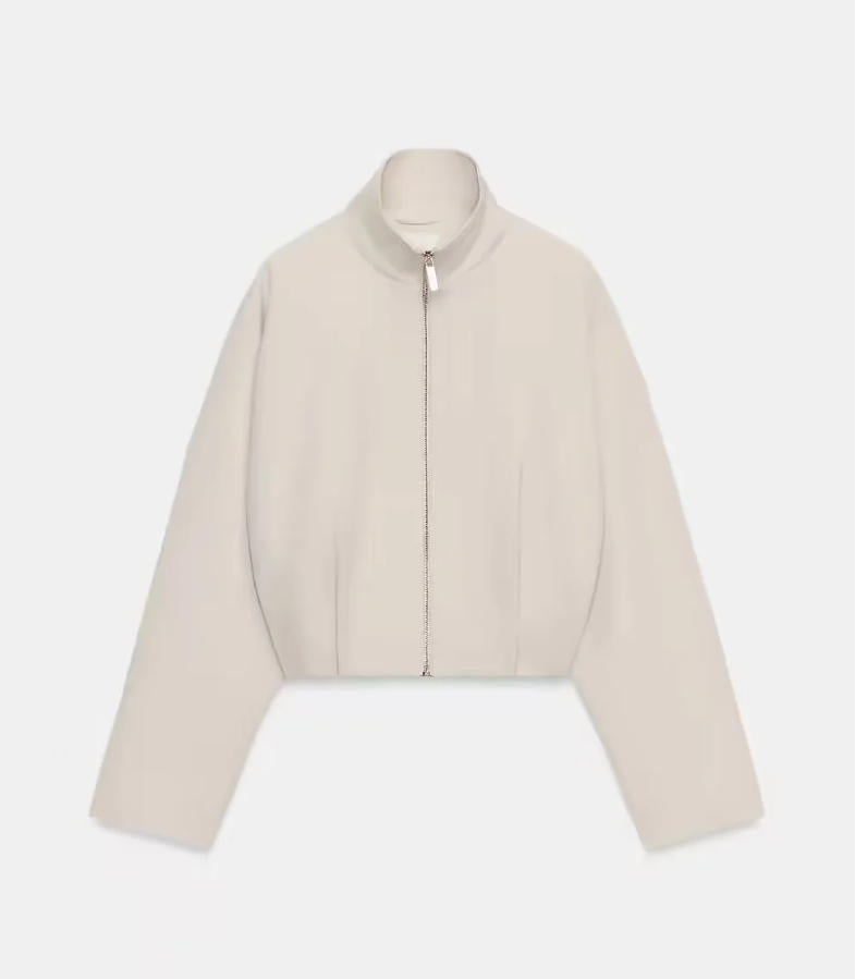 Damen Cropped schmal taillierte Blousonjacke mit Stehkragen und cleanem Schnitt Drune