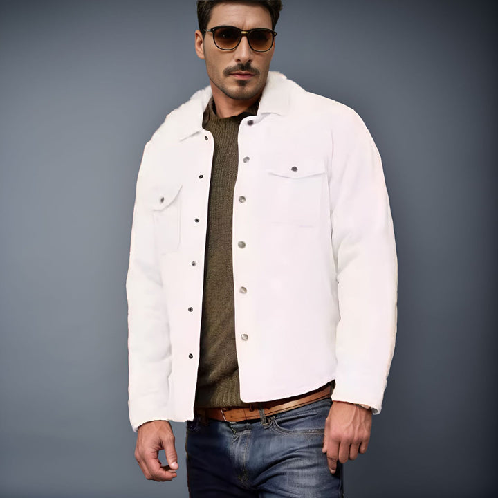 Herren Kord-Worker-Overshirt mit Druckknopfleiste, Pattentaschen und aufgesetzten Eingrifftaschen Drune
