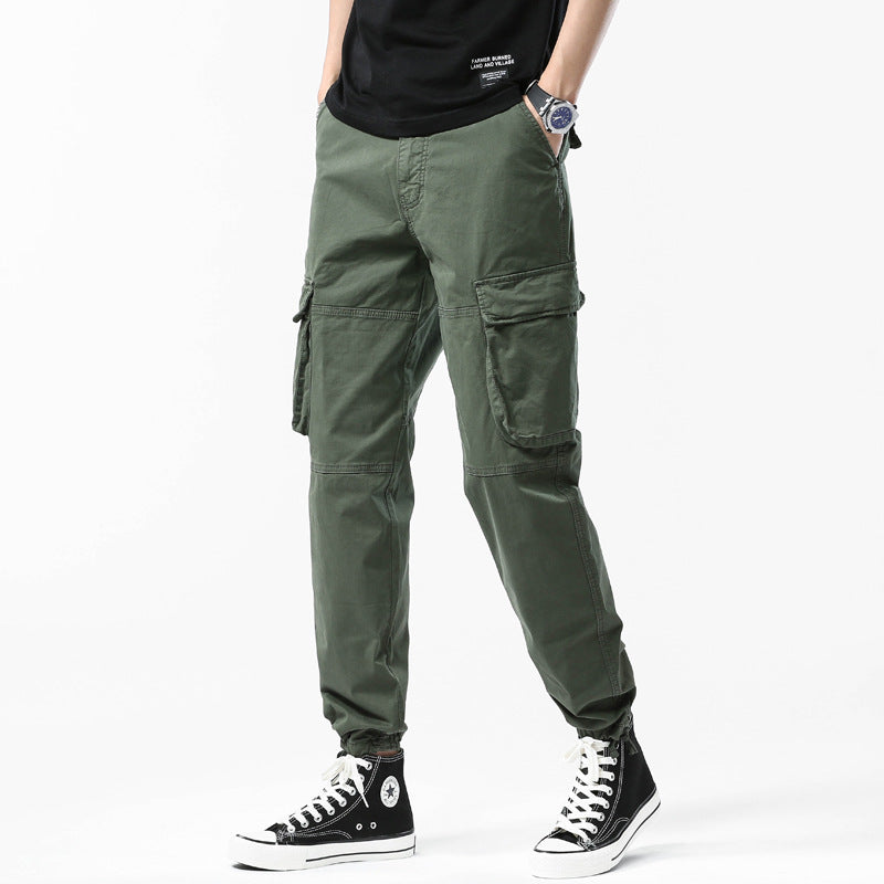 Herren Cargo-Joggerhose mit Kniepasse, elastischem Knöchelsaum und Großvolumigen Klappentaschen Drune