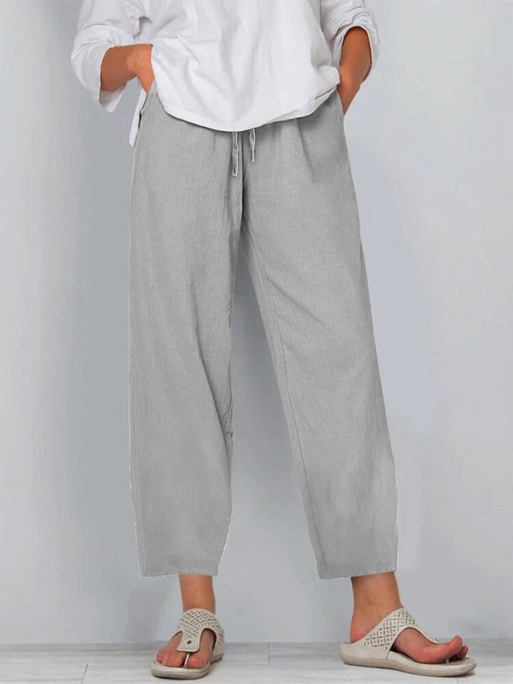 Damen Relaxed Culotte-Hosen mit Kordelzug, Seitentaschen und Knöchellänge Drune