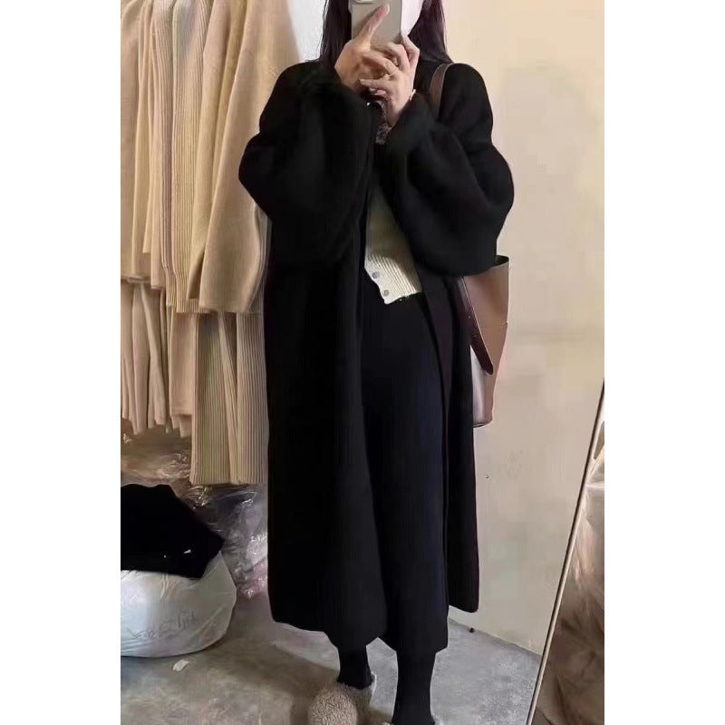 Damen Langstrickmantel mit übergroßem Schnitt und weichem Fleece Drune