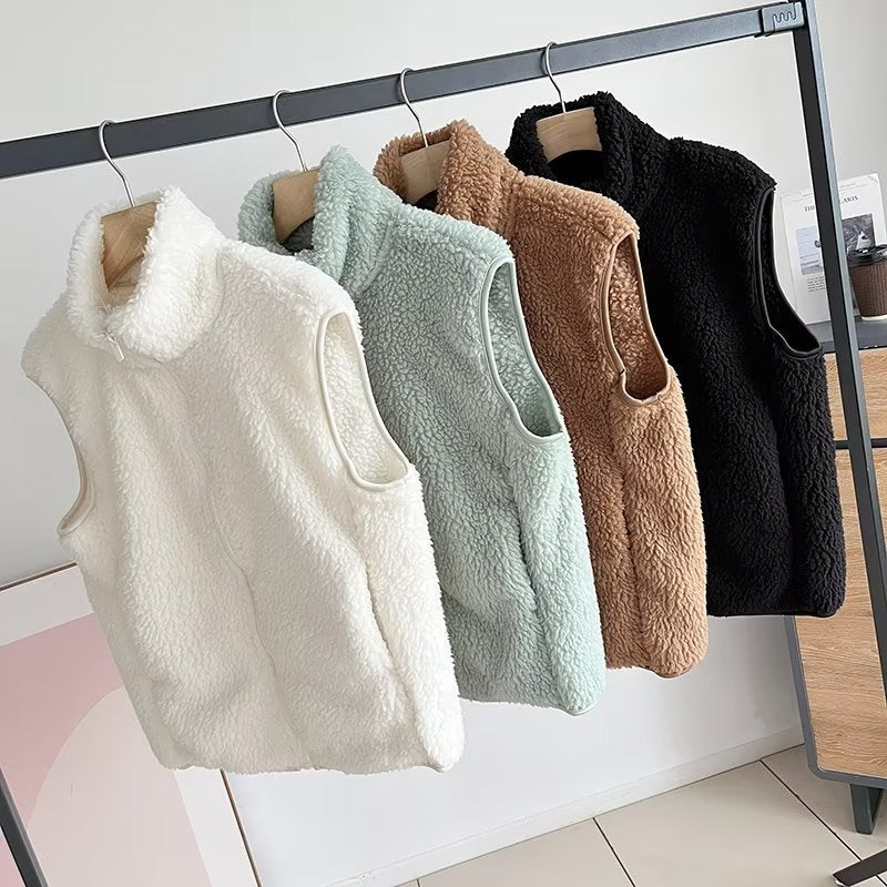 Damen kuschelige Fleece-Weste mit hohem Kragen Drune