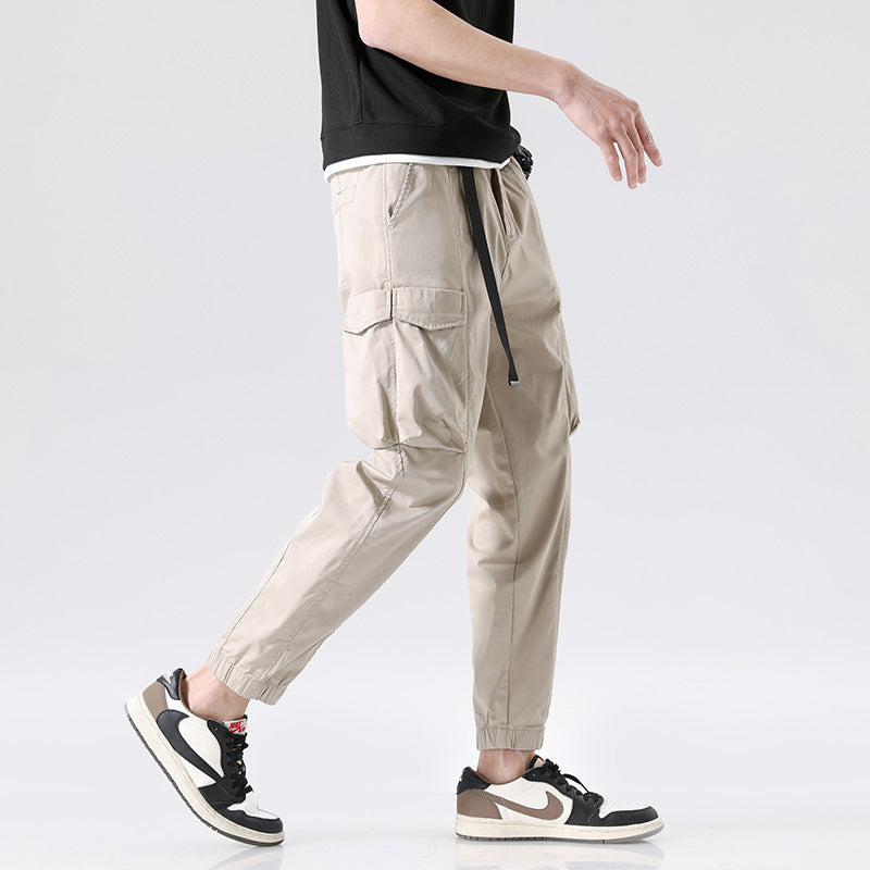 Herren Leichte Utility-Cargohose im Joggerstil mit integriertem Gürtelband und Reißverschlusstaschen Drune