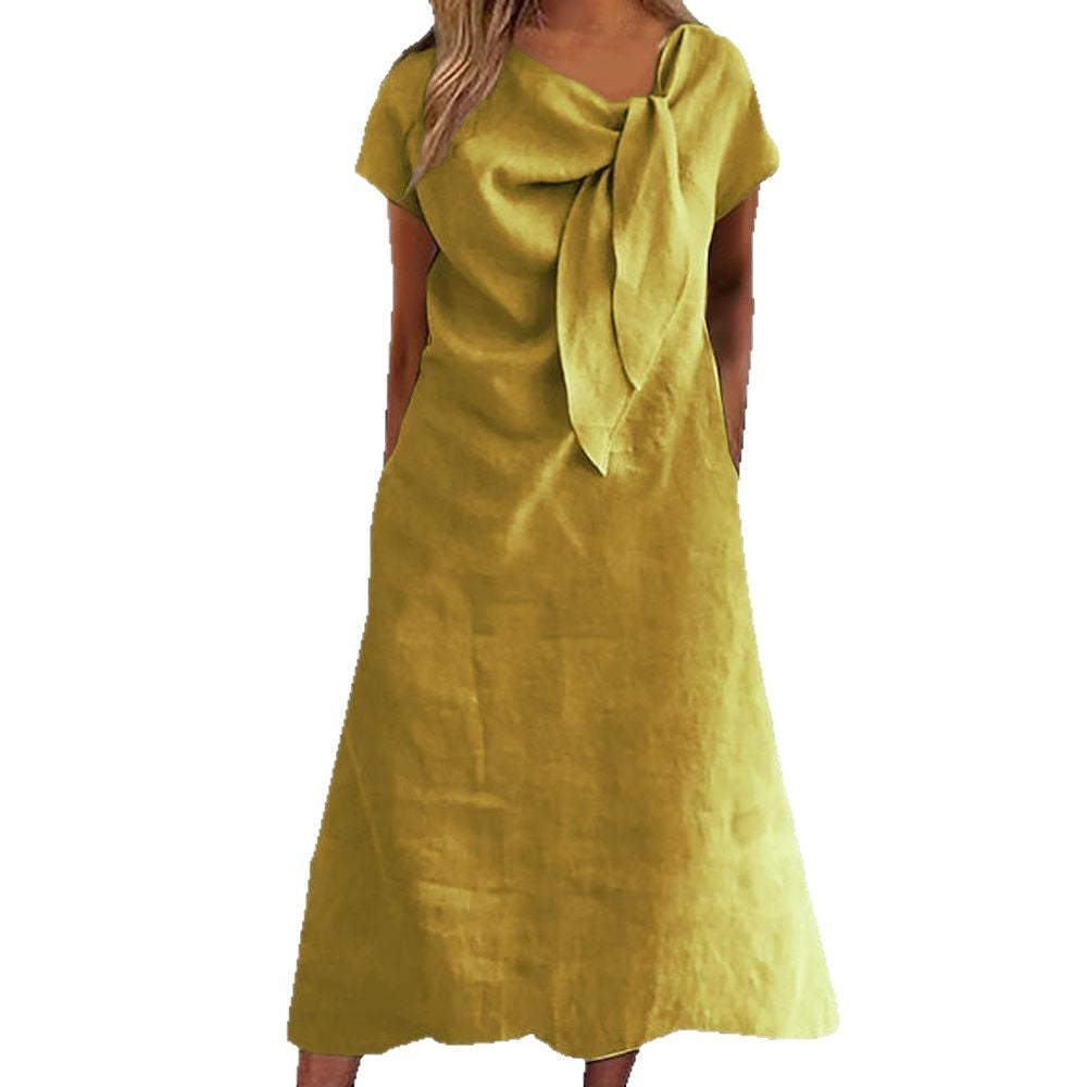 Damen Leinenkleid mit Schleifen-Detail Drune