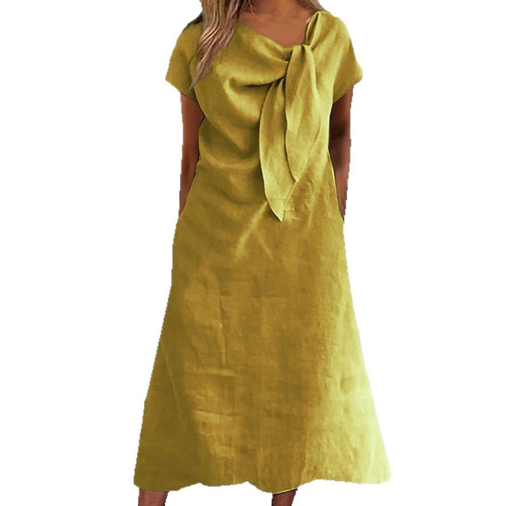 Damen Leinenkleid mit Schleifen-Detail Drune