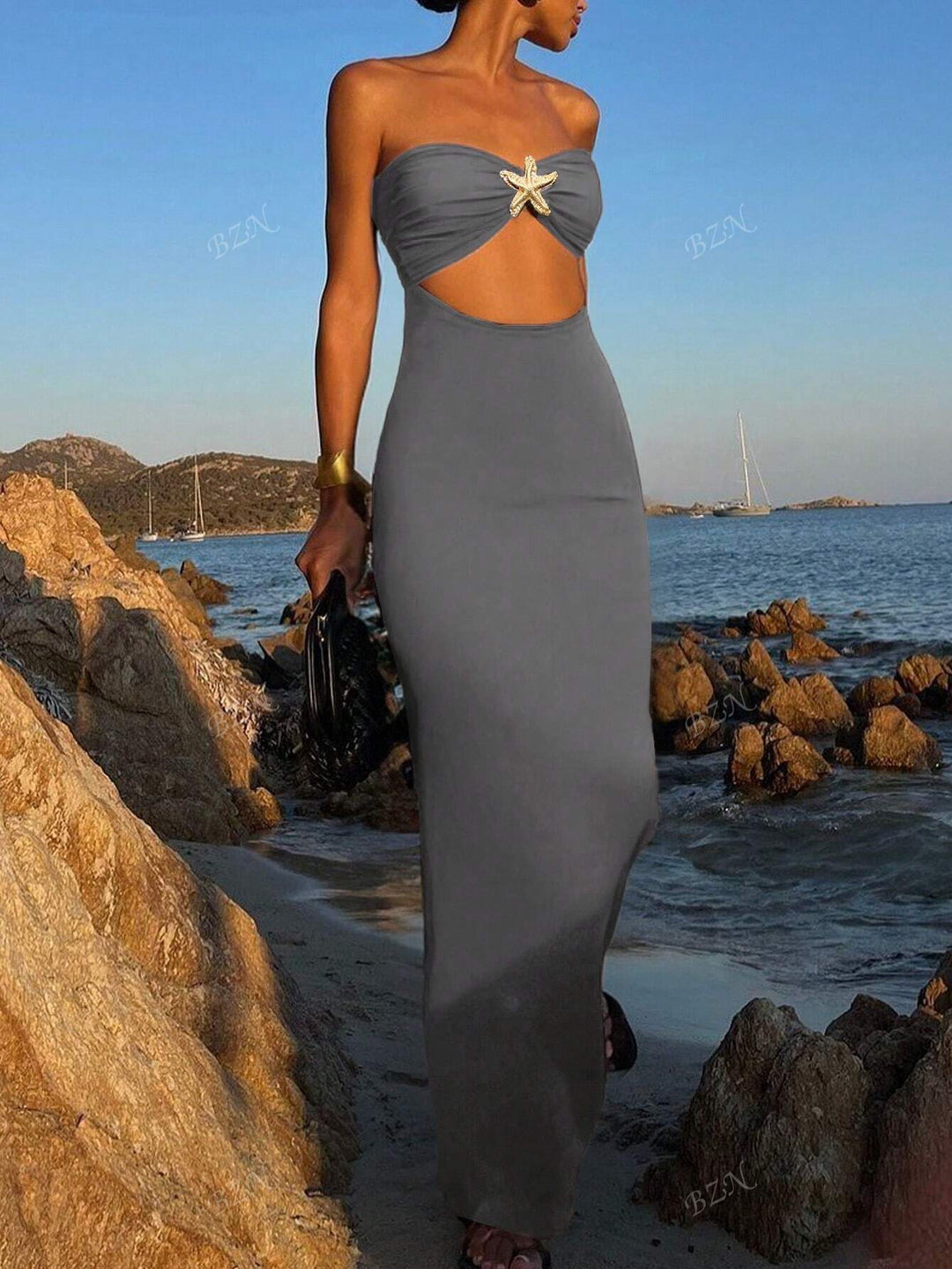 Damen Wickelkleid mit aufregendem Cut-Out und glamourösem Detail Drune