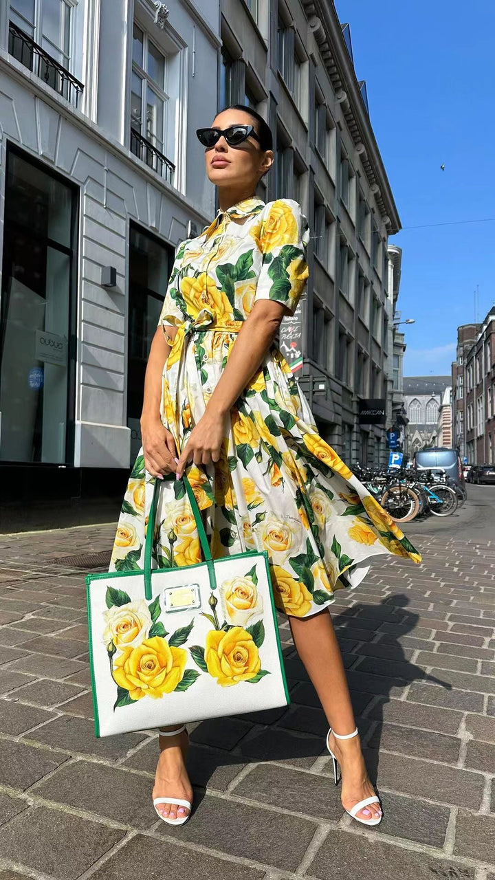 Drune | Sommer Off-Shoulder Bedrucktes Kleid Set