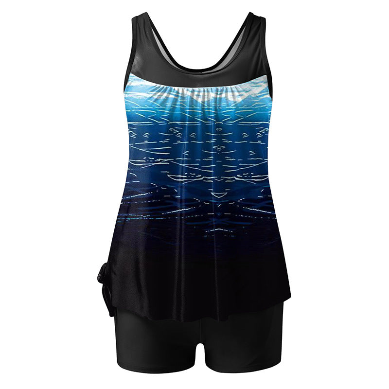 Damen Tankini-Set mit figurschmeichelndem Schnitt und stilvollem Wassermuster Drune
