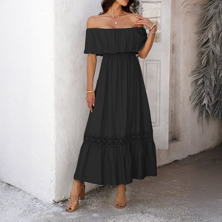 Damen Off-Shoulder Maxikleid mit Rüschendetails Drune