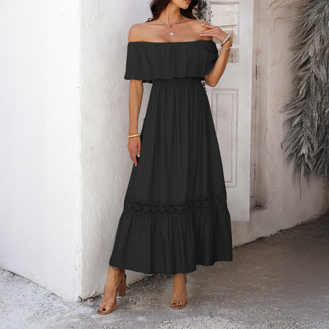 Damen Off-Shoulder Maxikleid mit Rüschendetails Drune