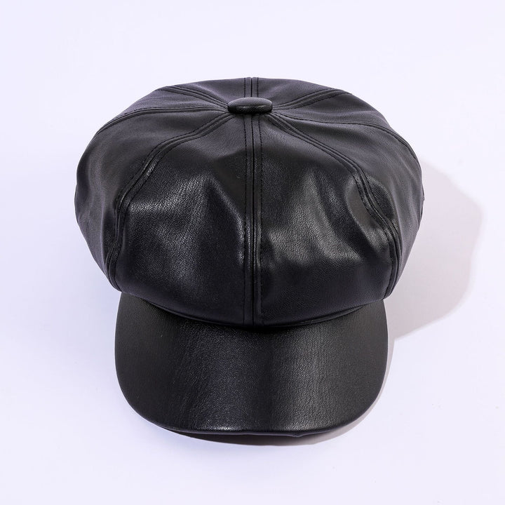 Damen Leder-Baker Boy Cap mit Klassischem Design Drune