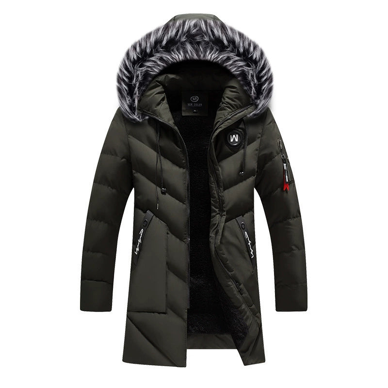 Herren gesteppte Winterjacke mit abnehmbarem Kunstfellkragen und praktischen Taschen Drune