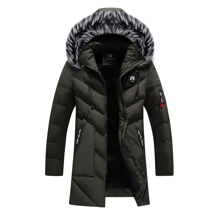 Herren gesteppte Winterjacke mit abnehmbarem Kunstfellkragen und praktischen Taschen Drune
