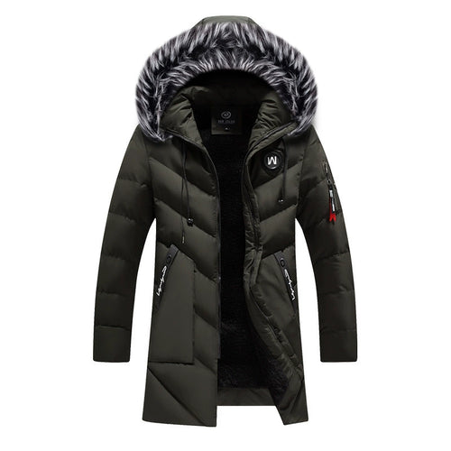 Herren gesteppte Winterjacke mit abnehmbarem Kunstfellkragen und praktischen Taschen Drune