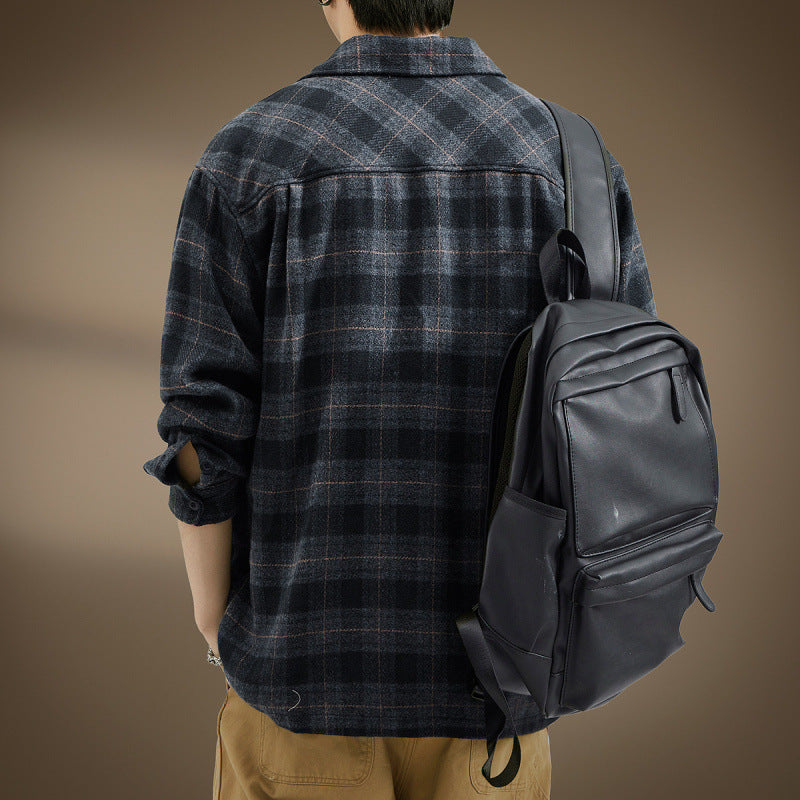 Herren Lässiges Karomuster Hemdjacke Drune