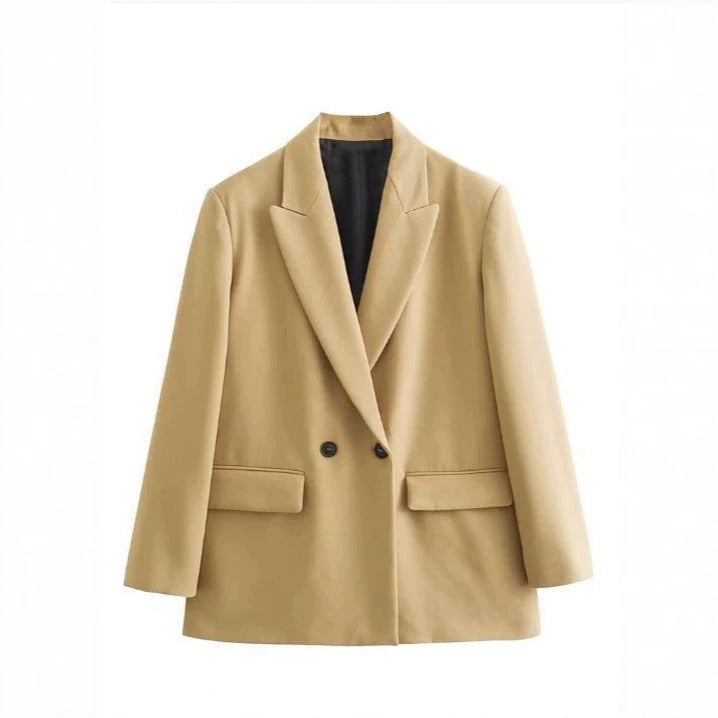 Damen Doppelreihiger Boxy-Blazer mit kastiger Silhouette und Reverskragen Drune