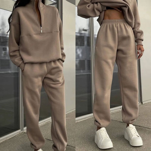 Damen entspannter Oversized Pullover mit halbem Reißverschluss und bequemen Bündchen Drune