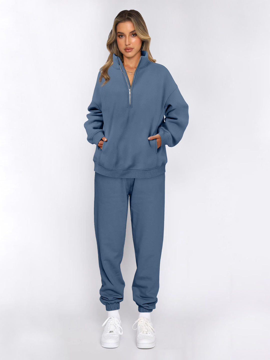 Damen sportliches Set mit Stehkragen und praktischem Reißverschluss Drune