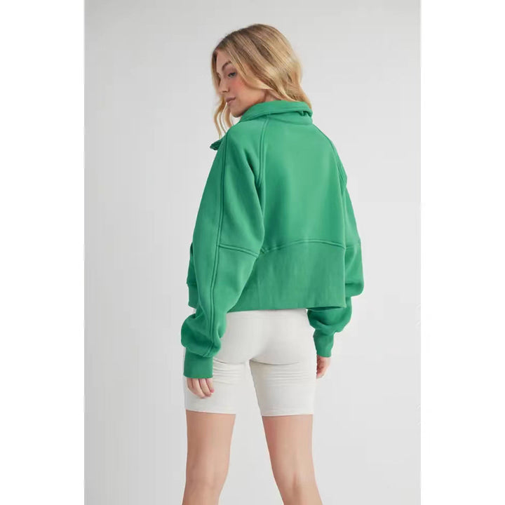 Damen Sportlicher Hoodie mit halbem Reißverschluss und praktischer Kängurutasche Drune