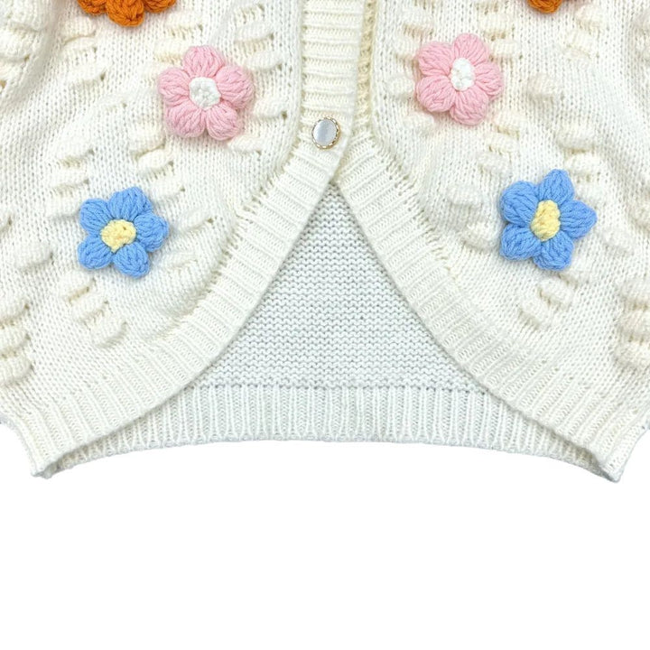 Damen Verspielter Strickpullover mit floralen Applikationen