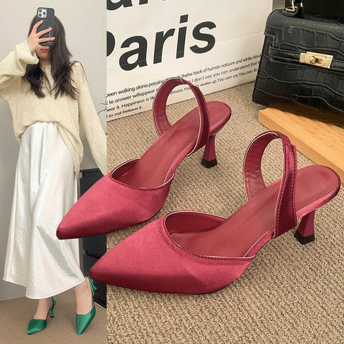 Damen Slingback-Pumps mit spitzer Kappe und bequemem Blockabsatz Drune