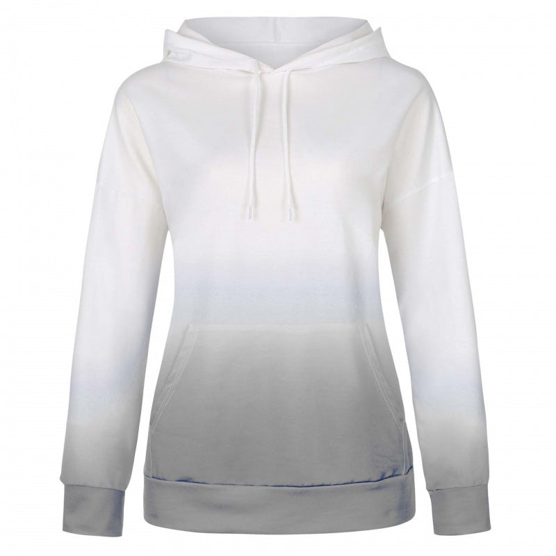 Damen Oversize Kapuzenpullover mit Dip-Dye Farbverlauf und Kängurutasche Drune
