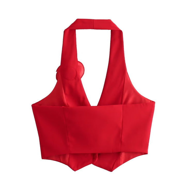Damen Elegante Weste mit Blütenapplikation Drune