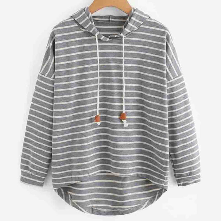 Damen gestreifter Hoodie mit lässigem Schnitt und Kordelzug Drune