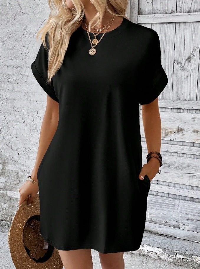 Damen Lockeres T-Shirt-Kleid mit praktischen Taschen und lässigem Design Drune