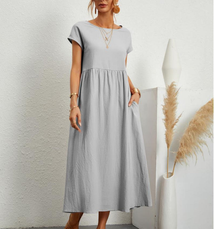 Damen lässiges Midikleid mit elegantem Schnitt und praktischen Taschen Drune