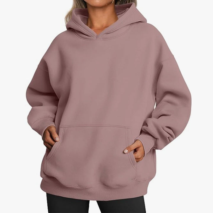 Damen oversized Kapuzenpullover aus weichem Baumwollmix mit praktischen Taschen Drune