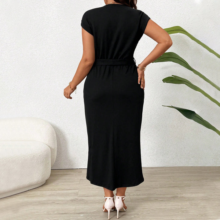 Damen Wickelkleid mit Taillengürtel und elegantem Schlitz Drune
