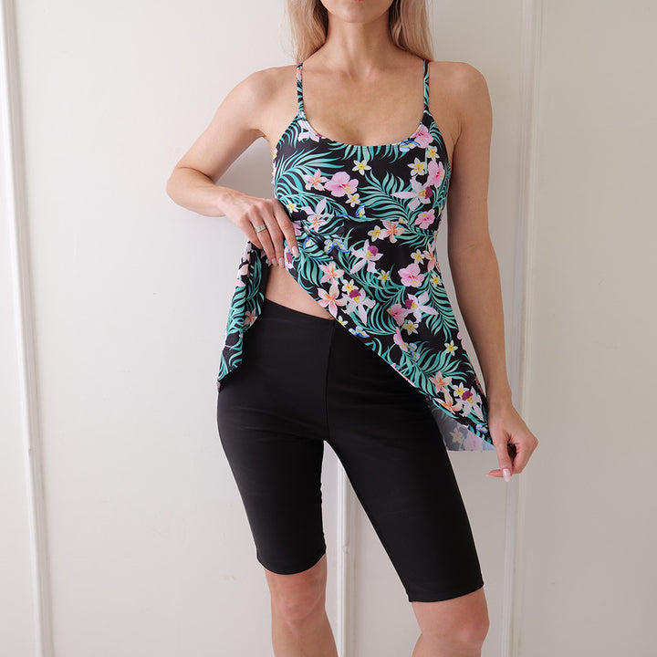 Damen Floral Tankini mit hochtaillierten Shorts Drune