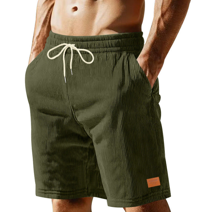 Herren nan lässige Bermudashorts aus feinstrukturiertem Baumwollmix mit elastischem Bund und Kordelzug Drune