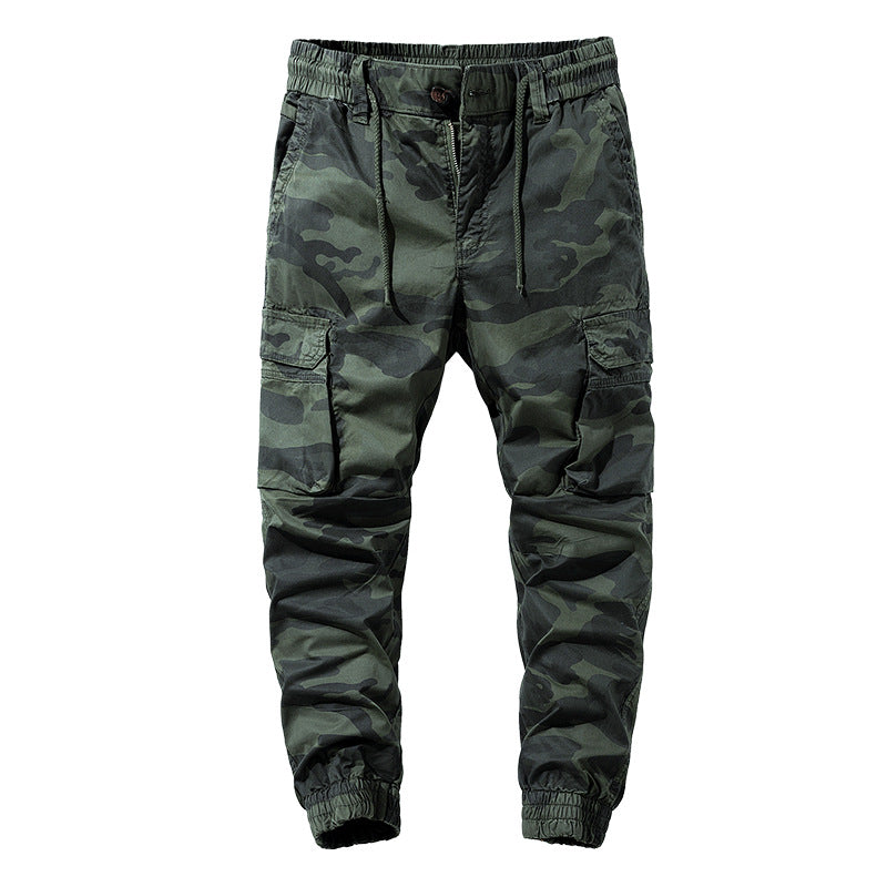 Herren Camouflage-Utility-Cargohose im Joggerstil mit Tunnelzugbund und verstärkten Kniepartien Drune