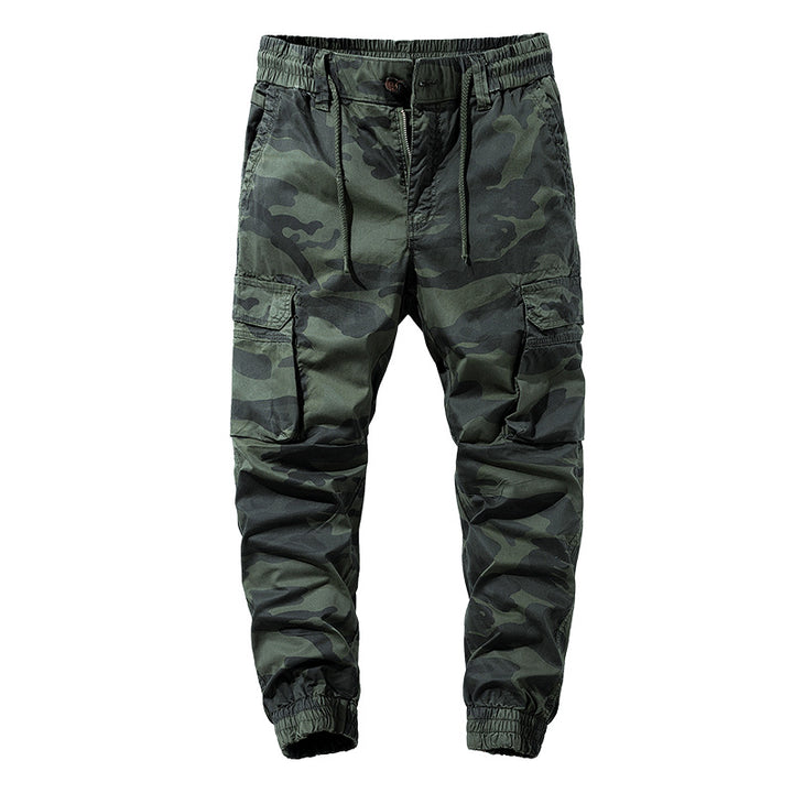 Herren Camouflage-Utility-Cargohose im Joggerstil mit Tunnelzugbund und verstärkten Kniepartien Drune