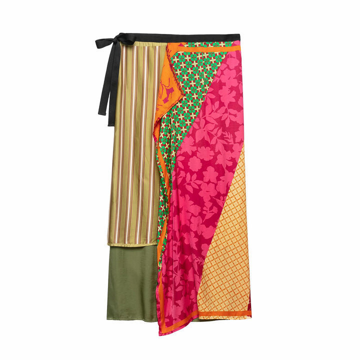 Damen Gemusterter Seiden-Kimono mit Bindegürtel und weitem Fledermausärmel Drune