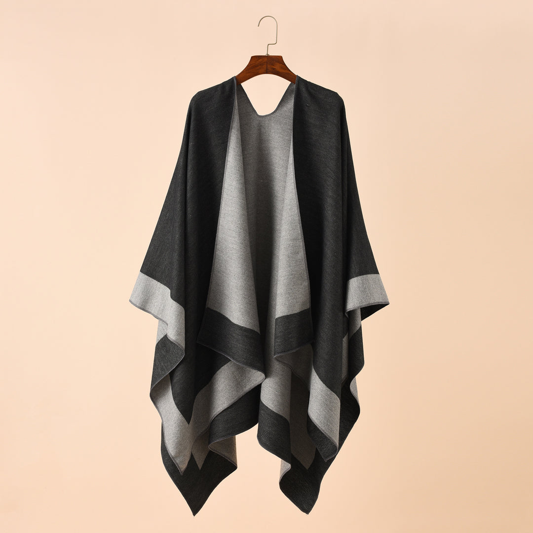 Damen Wendbarer Poncho-Cape aus Kaschmir-Mix mit Oversize-Schnitt Drune