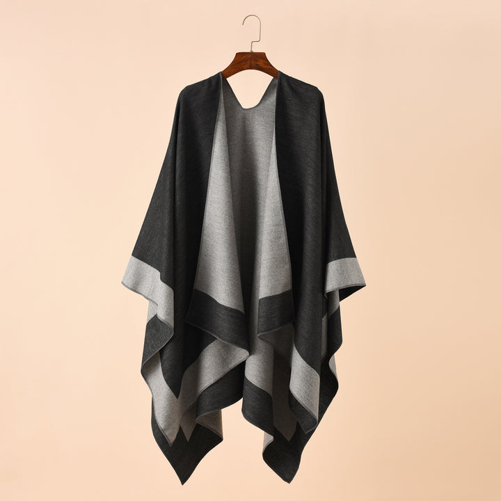 Damen Wendbarer Poncho-Cape aus Kaschmir-Mix mit Oversize-Schnitt Drune