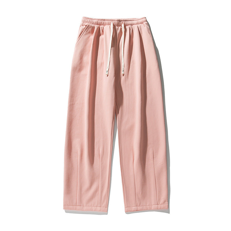 Unisex Weite Relaxed-Hose mit Bügelfalte, elastischem Komfortbund und Kordelzug Drune