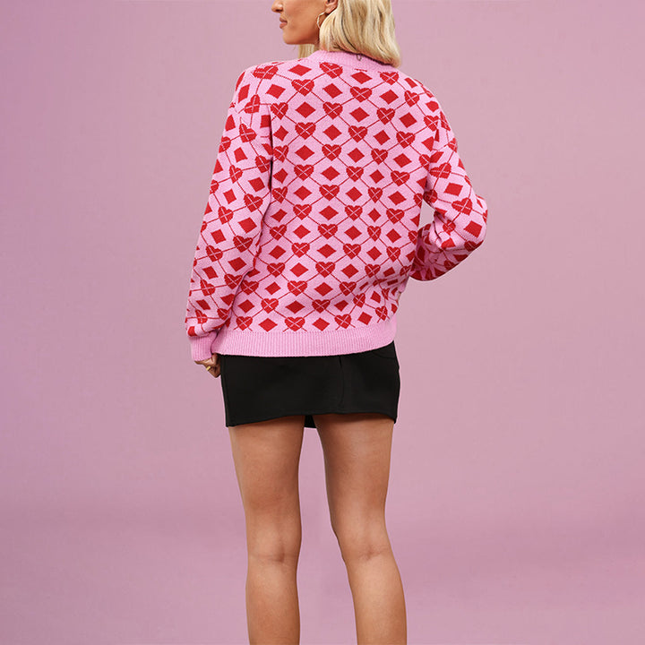 Damen Strickpullover mit Herz-Design und romantischer Ausstrahlung Drune