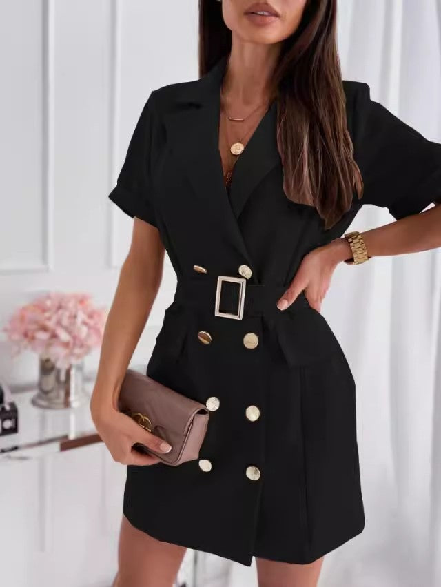 Damen Blusenkleid mit tailliertem Schnitt und modischen Knopfdetails Drune