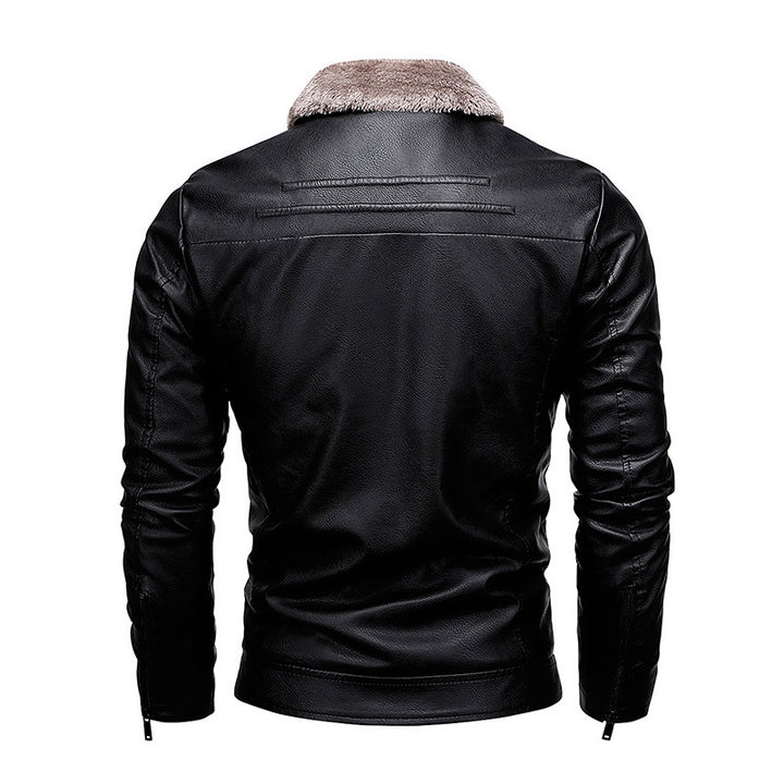 Herren Kunstleder-Pilotblouson mit Teddykragen und windabweisender Außenlage Drune