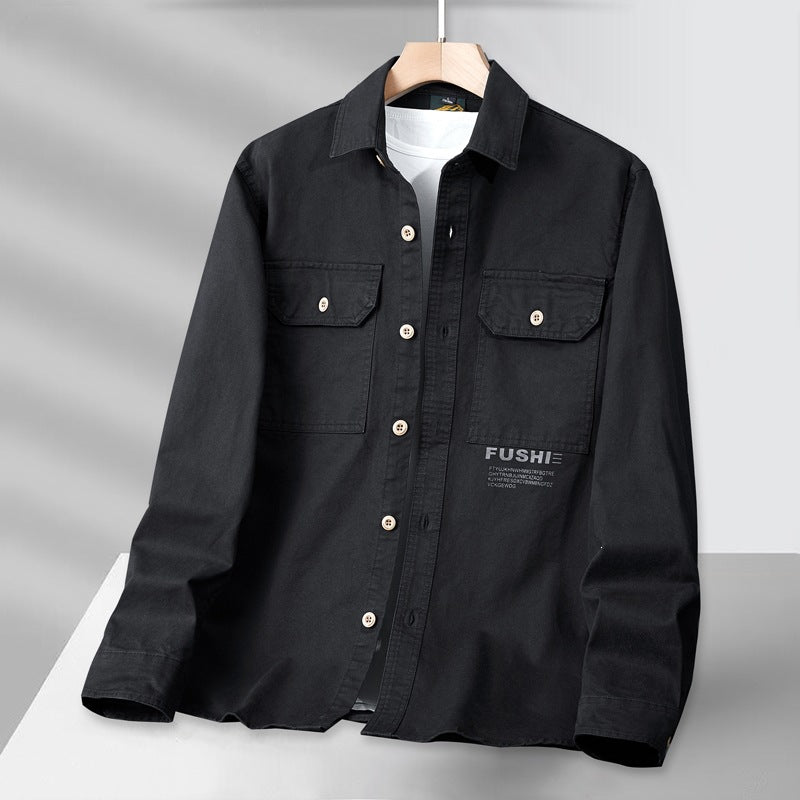 Herren Overshirt-Jacke im Utility-Stil mit Brusttaschen und Hemdkragen Drune