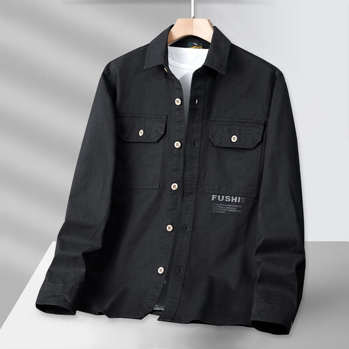 Herren Overshirt-Jacke im Utility-Stil mit Brusttaschen und Hemdkragen Drune