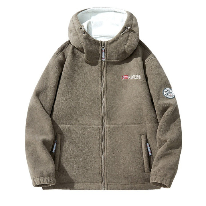 Unisex  Kapuzen-Fleecejacke mit hochgeschlossenem Haubenkragen, durchgehendem Reißverschluss und seitlichen Einschubtaschen Drune