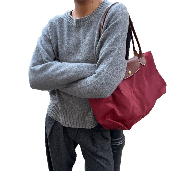 Damen nan großer Nylon-Shopper mit Ledergriffen und faltbarer Leichtbauweise Drune