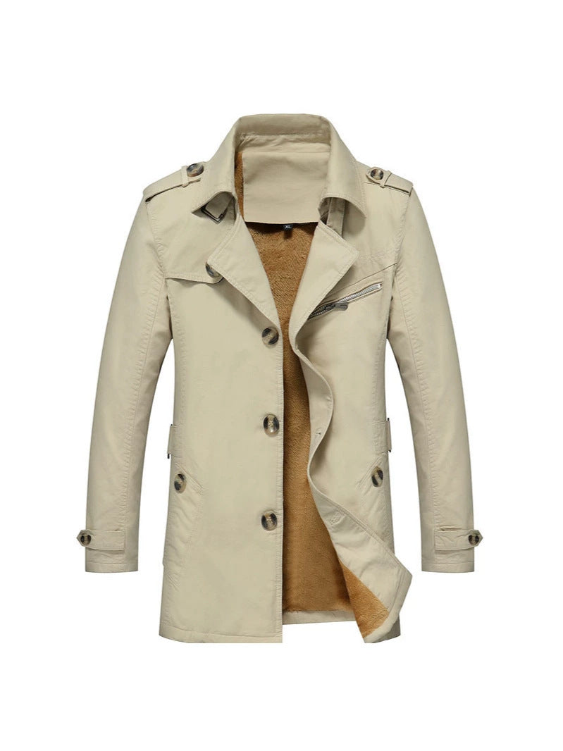 Herren Winterparka Manteljacke mit Teddyfutter, Stehkragen und Reißverschluss-Details Drune